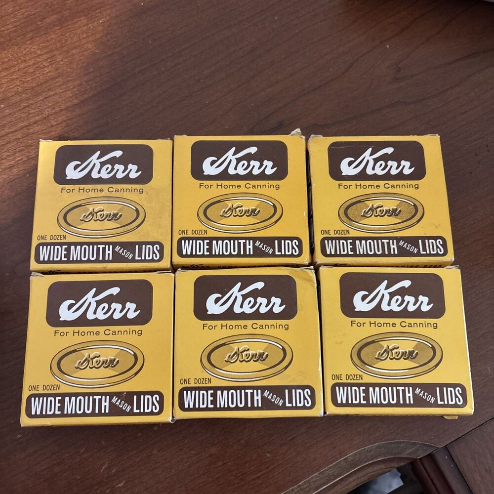 Vtg KERR Canning Lids Wide Mouth Mason 6 Boxes One Dozen Each 72 Total NEW NIB